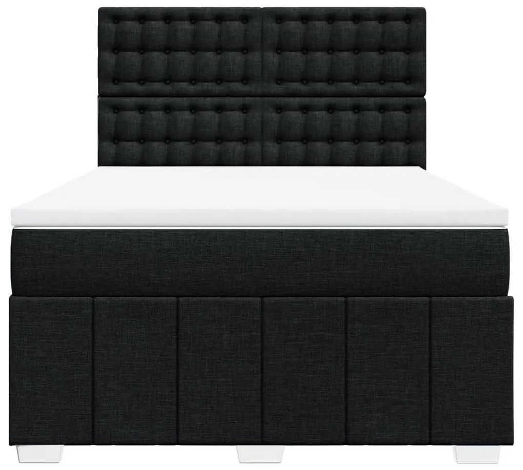 Κρεβάτι Boxspring με Στρώμα Μαύρο 160x200 εκ. Υφασμάτινο - Μαύρο