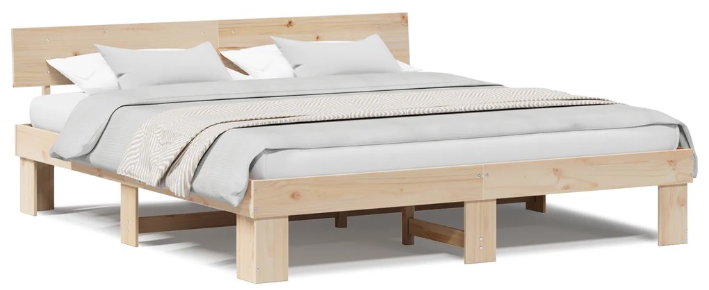 vidaXL Σκελετός Κρεβατιού Καφέ 180 x 200 cm Συμπαγές ξύλο πεύκου