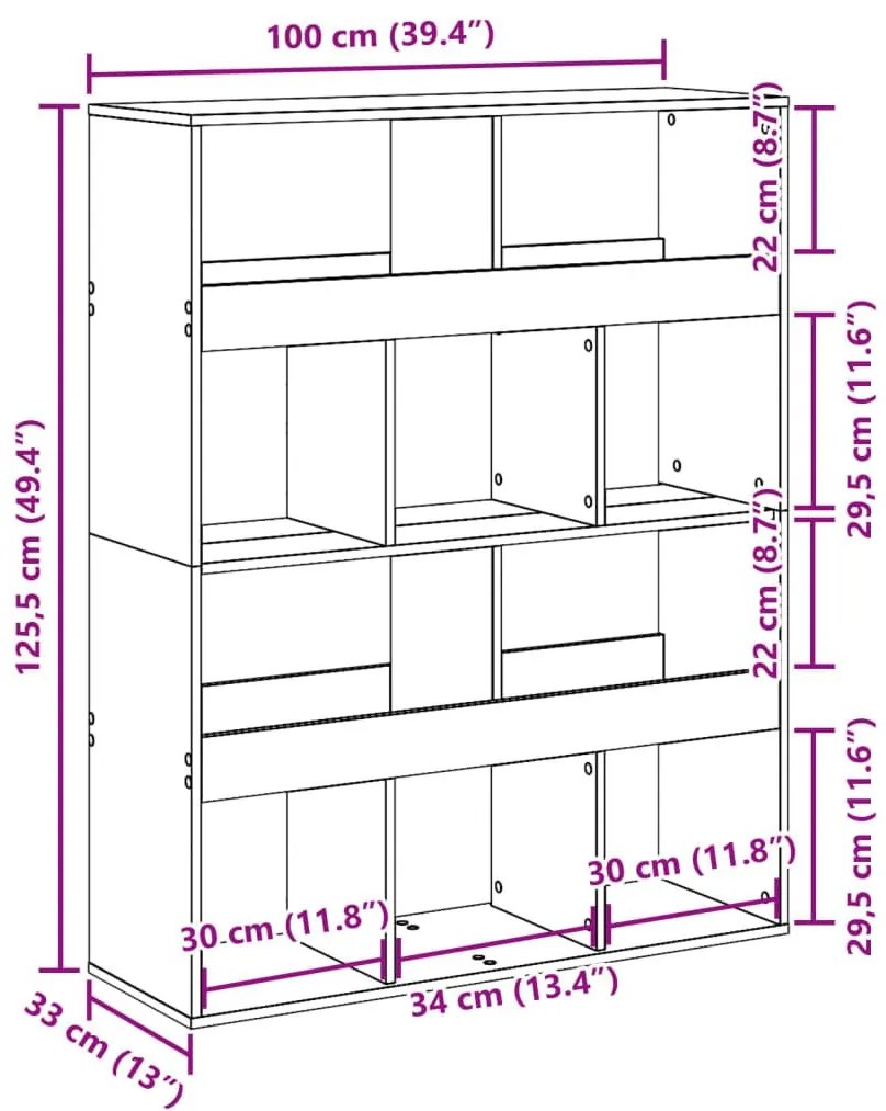 Βιβλιοθήκη Καφέ Δρυς 100x33x125,5 εκ. από Επεξεργασμένο Ξύλο - Καφέ