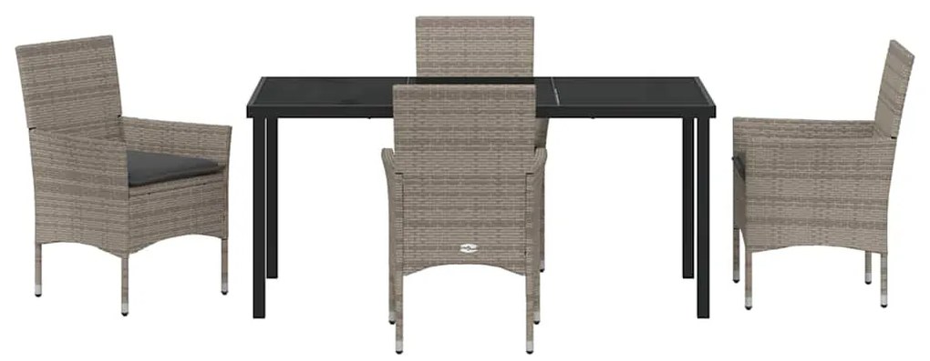 vidaXL Σέτ φαγητού για κήπο με μαξιλάρι 5 pcs Γκρι συνθετικό ρατάν