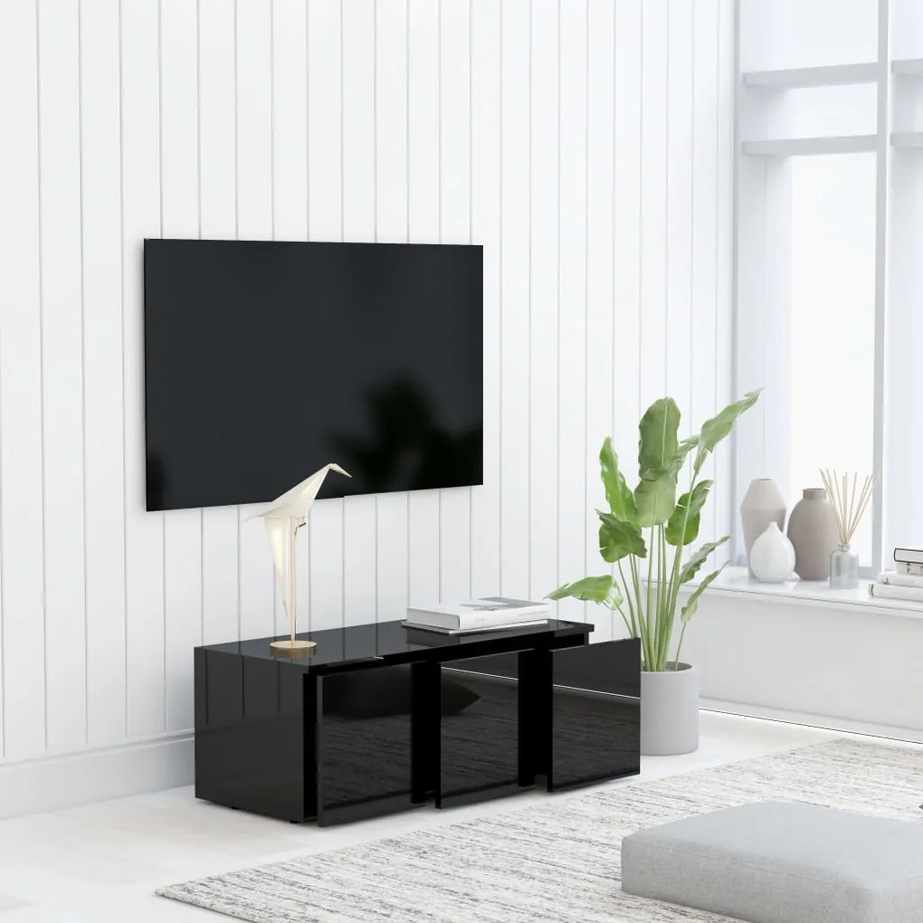 vidaXL Έπιπλο Τηλεόρασης Γυαλιστερό Μαύρο 80x34x30 εκ. Επεξ. Ξύλο