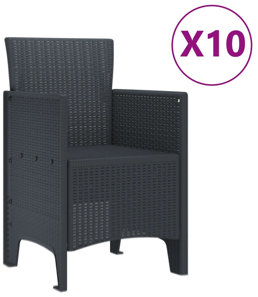vidaXL Σετ 11 Τεμαχίων Τραπεζαρίας Κήπου  Ανθρακί Πολυ Ρατάν