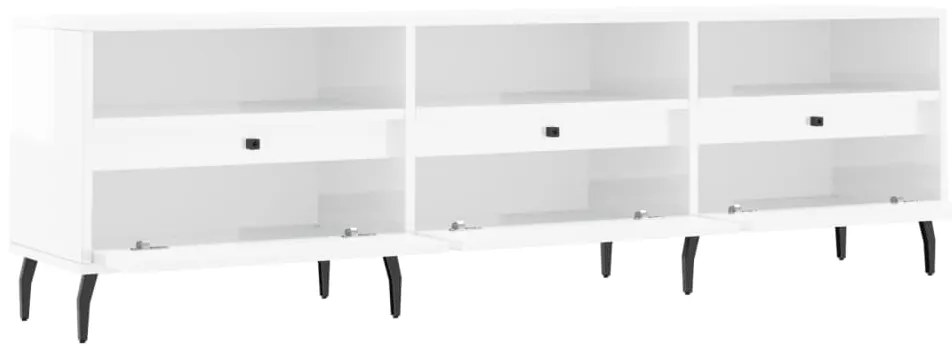 vidaXL Έπιπλο Τηλεόρασης Γυαλ. Λευκό 150x30x44,5 εκ Επεξεργασμένο Ξύλο