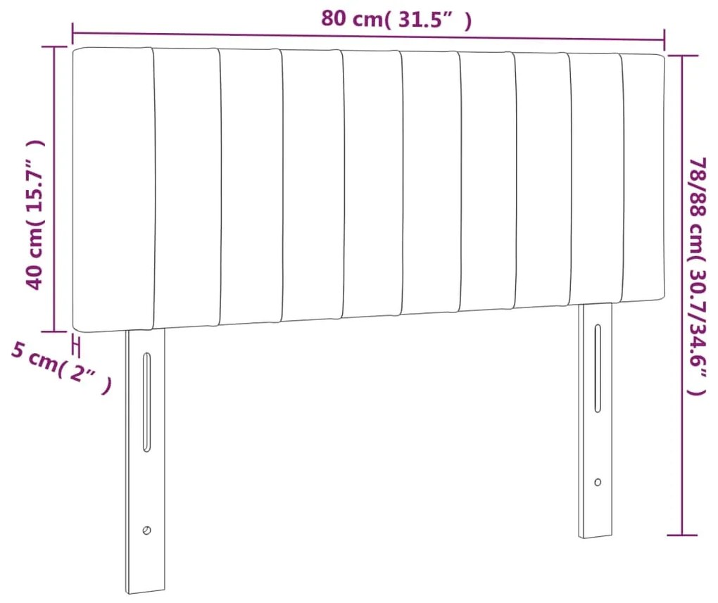 vidaXL Κεφαλάρι Κρεβατιού LED Ανοιχτό Γκρι 80x5x78/88 εκ. Υφασμάτινο