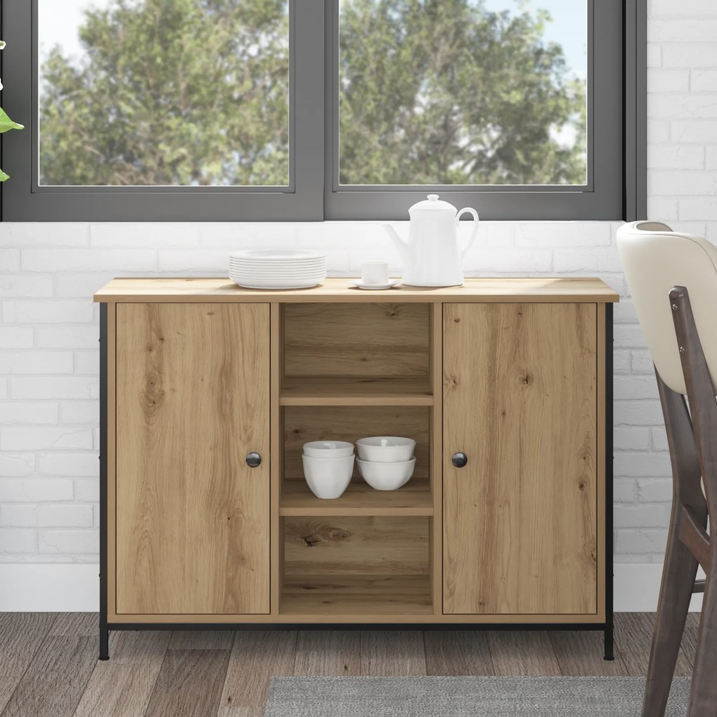 vidaXL Έπιπλο Artisan Οξιά 100x35x70 εκ Επεξεργασμένου Ξύλου και Χάλυβα
