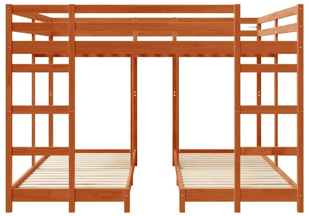 vidaXL Σκελετός Κουκέτας Τριών Επιπέδων Κερωτό καφέ 200 x 200 cm