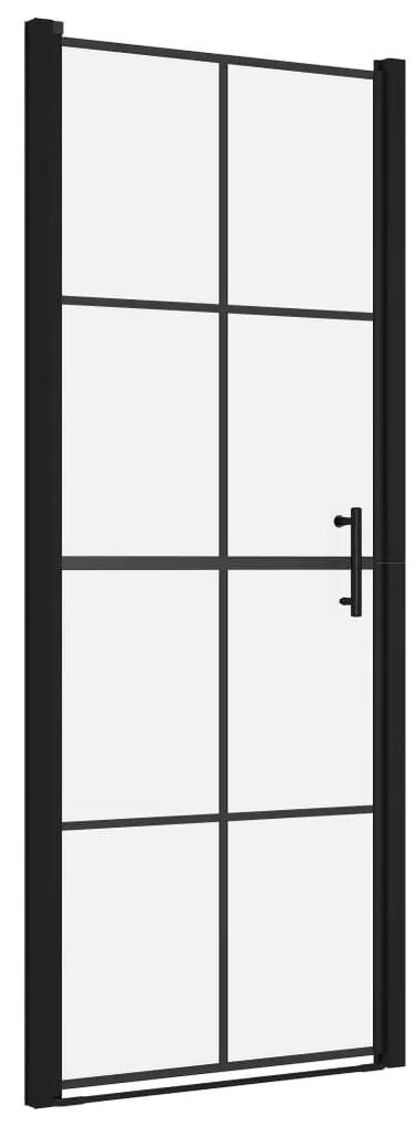vidaXL Πόρτα Ντουζιέρας Μαύρη 91 x 195 εκ. από Ψημένο Γυαλί