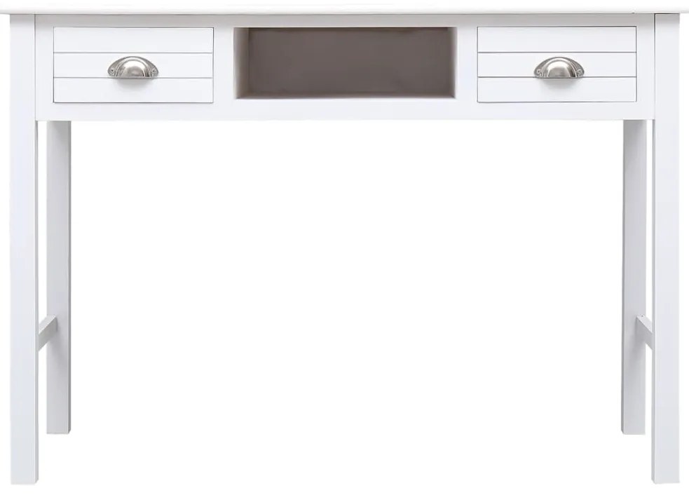 vidaXL Γραφείο Λευκό 108 x 45 x 76 εκ. από Μασίφ Ξύλο Παυλώνιας