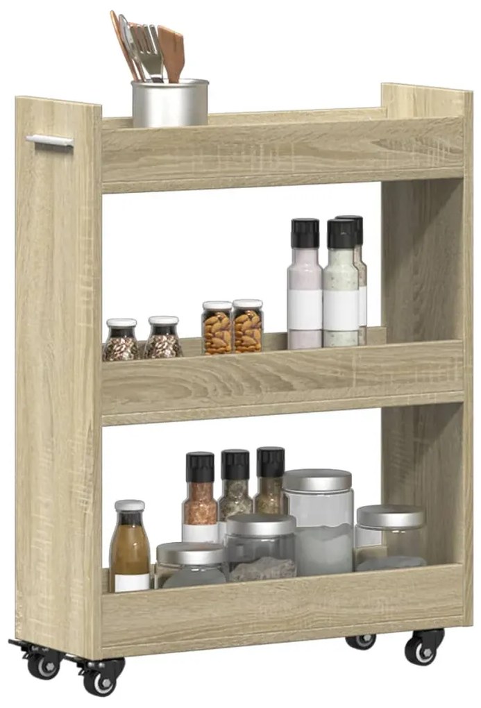 vidaXL Έπιπλο με Ρόδες Sonoma Δρυς 60x22x79 εκ. από Επεξεργασμένο Ξύλο