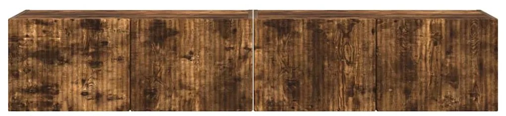 vidaXL Ντουλάπι Τηλεόρασης Τοίχου Επιτοίχιο 2 pcs Καπνιστό Δρύς