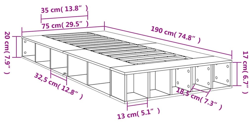 ΠΛΑΙΣΙΟ ΚΡΕΒΑΤΙΟΥ ΓΚΡΙ SONOMA 75X190 ΕΚ. ΕΠΕΞΕΡΓΑΣΜΕΝΟ ΞΥΛΟ 3280536