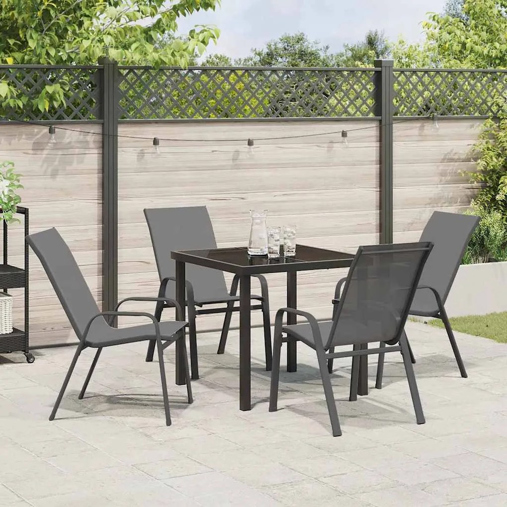 vidaXL Σέτ φαγητού για κήπο 5 pcs Γκρι Textilene και ατσάλι