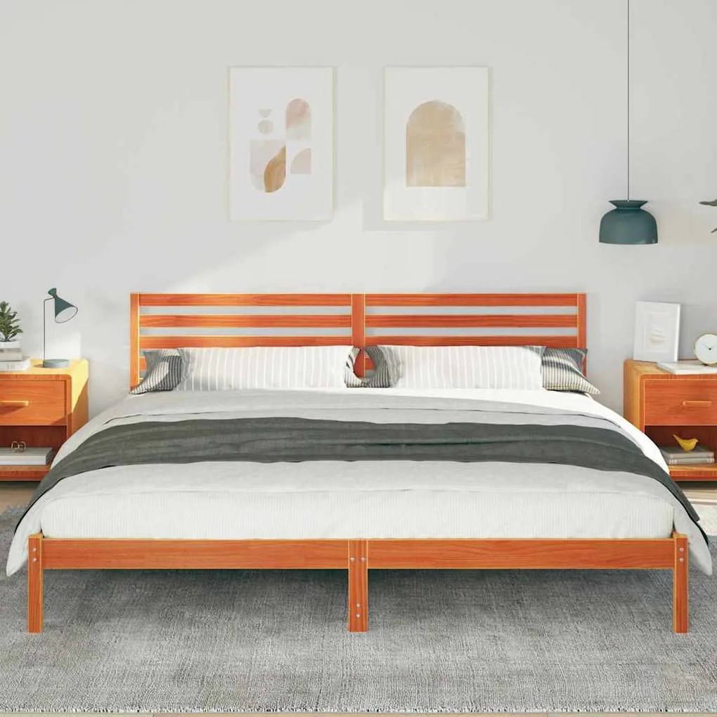 vidaXL Σκελετός Κρεβατιού Καφέ κεριού 200 x 210 cm Μασίφ ξύλο πεύκου