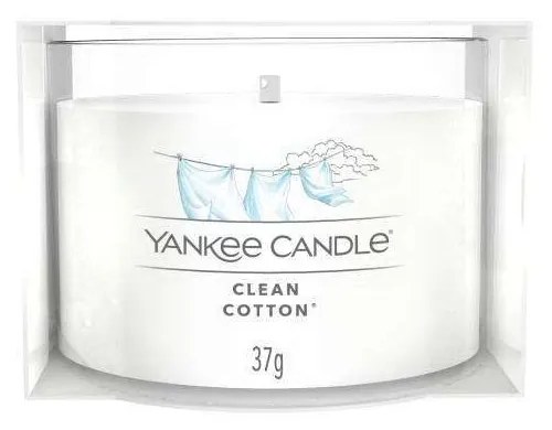 Κερί Αρωματικό Σε Βάζο Votive Signature Clean Cotton 1701437E 5,4x4,4cm White Yankee Candle Wax