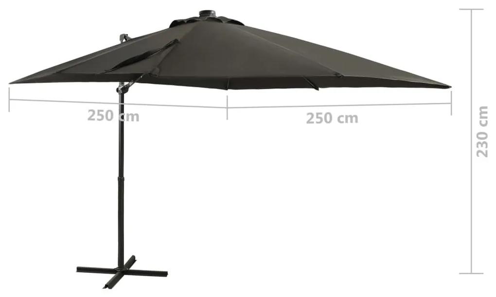 Ομπρέλα Κρεμαστή με Ιστό και LED Ανθρακί 250 εκ. - Ανθρακί
