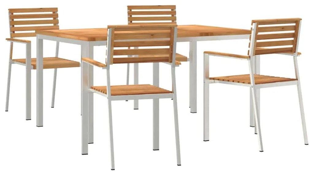 vidaXL Σέτ φαγητού για κήπο 5 pcs Καφέ Στερεό Ξύλο Τίκ