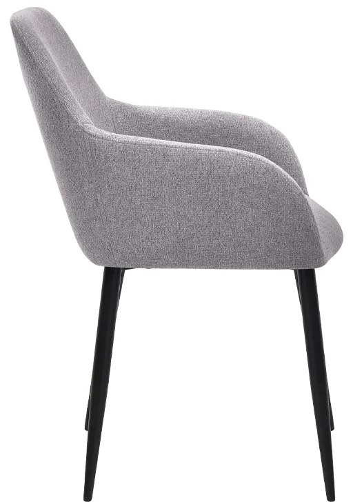 Πολυθρόνα τραπεζαρίας Monica Megapap ανοιχτό μπεζ ύφασμα - μεταλλικό μαύρο πόδι 54x57x84εκ.