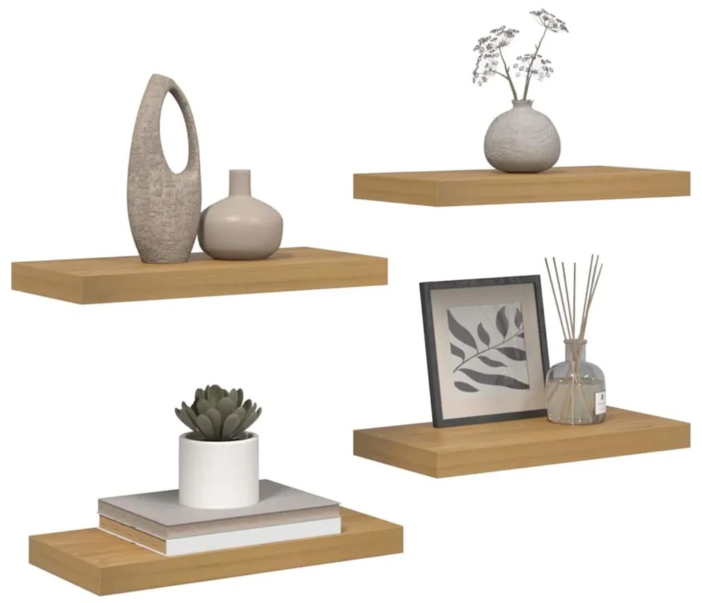 vidaXL Ράφι Τοίχου 4 pcs Καφέ 50 x 23 x 4 εκ. Επεξεργασμένο ξύλο