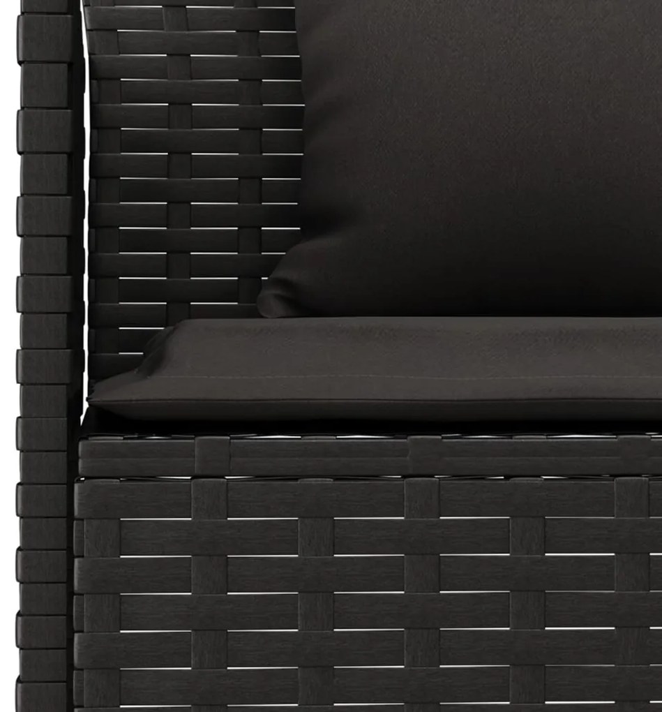 vidaXL Καναπές Κήπου με Σχήμα L Μαύρος από Συνθετικό Ρατάν + Μαξιλάρια