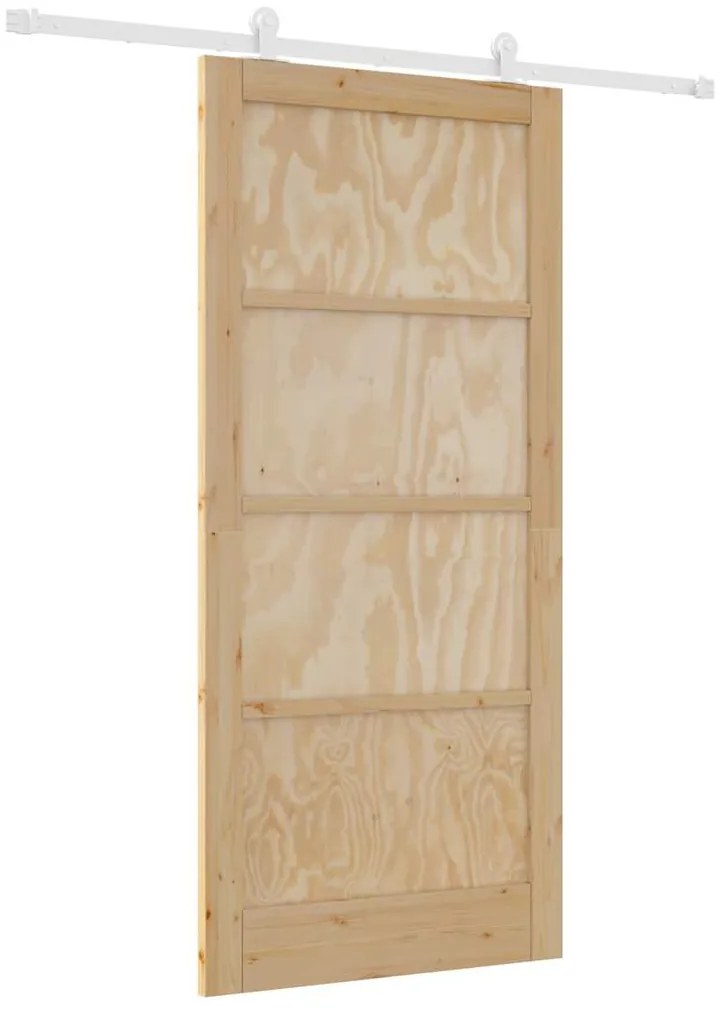 vidaXL Σετ Συρόμενης Πόρτας Φυσικό και λευκό 93 x 202 cm