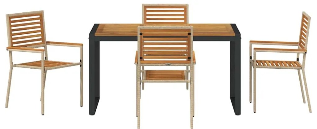 vidaXL Σέτ φαγητού για κήπο 5 pcs Μπεζ και καφέ συνθετικό ρατάν