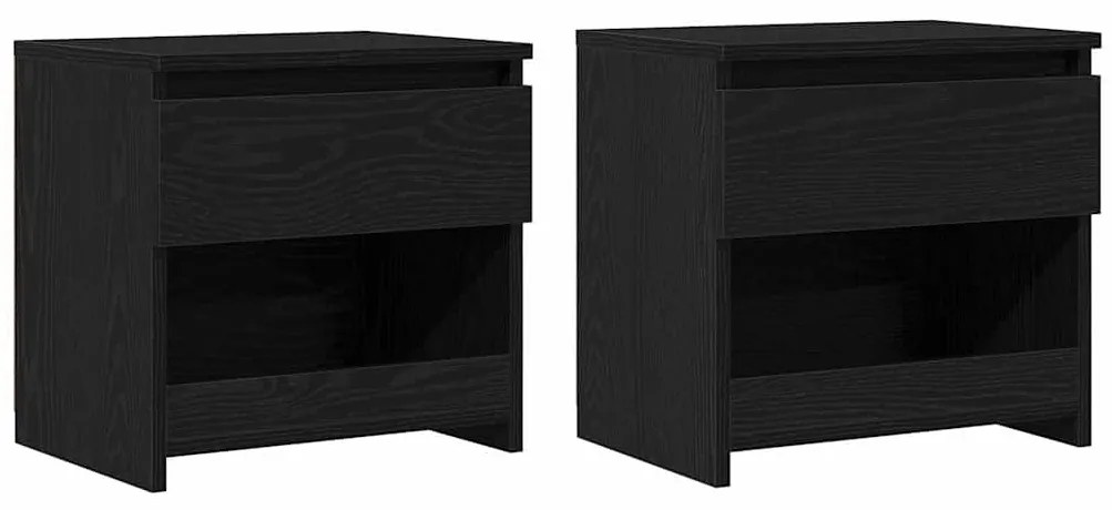 vidaXL Κομοδίνο 2 pcs Μαύρη Οξυά 40 x 30 x 39 εκ Επεξεργασμένο ξύλο