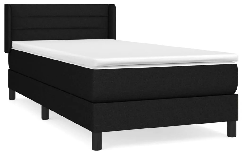 vidaXL Κρεβάτι Boxspring με Στρώμα Μαύρο 90x190 εκ.Υφασμάτινο