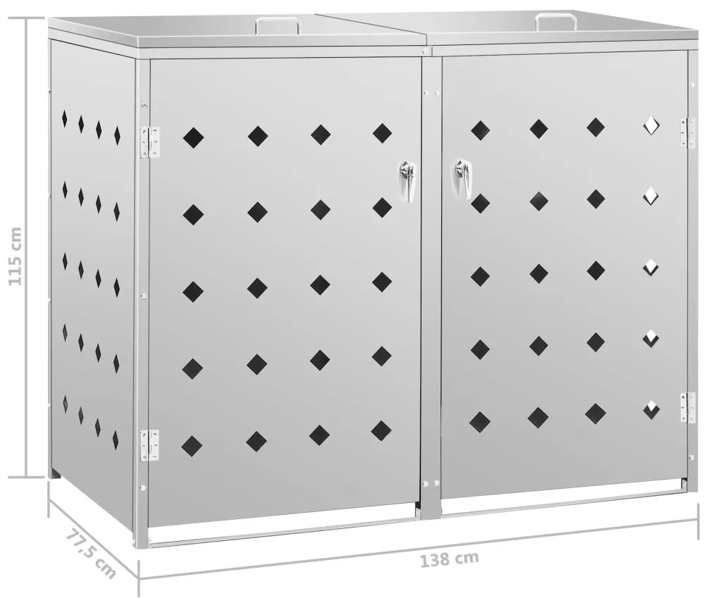 Πλαίσιο Διπλό για Κάδους Απορριμμάτων 240 L Ανοξείδωτο Ατσάλι - Ασήμι