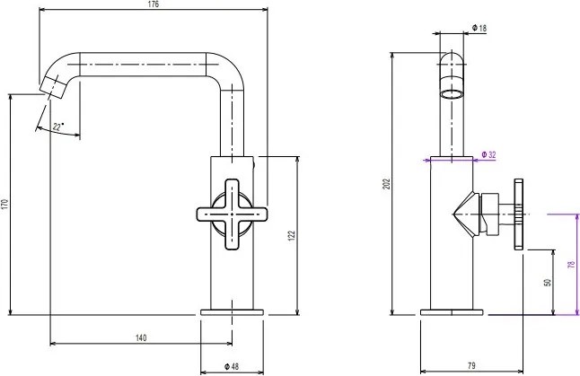 Μπαταρία νιπτήρα με βαλβίδα Clic-Clac Εlle Cross La Torre-Mauro-brushed