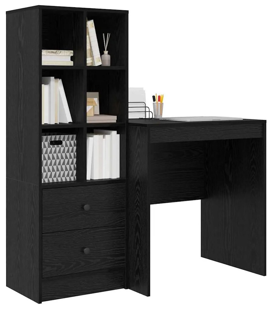 vidaXL Γραφείο με αποθηκευτικό χώρο 2 pcs Μαύρη δρυς 70 x 50 x 76 εκ.