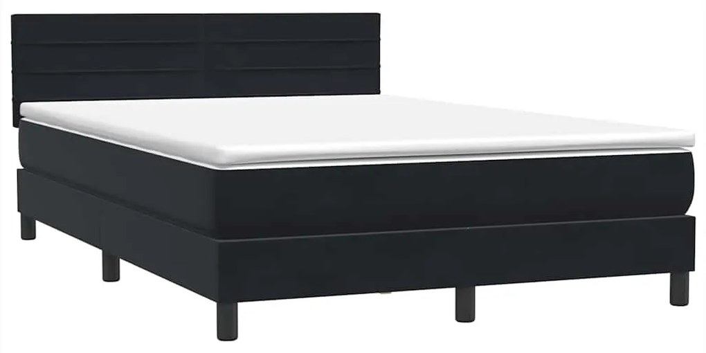 vidaXL Box Spring Κρεβάτι με στρώμα Μαύρο 160x220 cm Βελούδινο