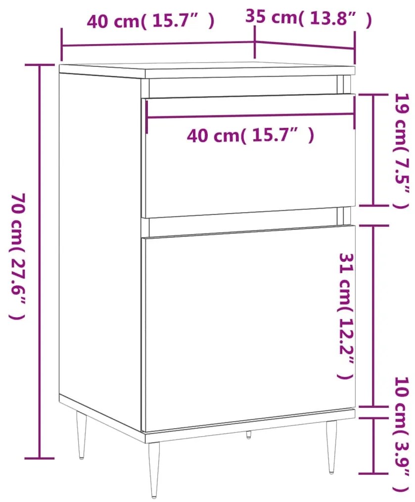 Ντουλάπια 2 τεμ. Καφέ Δρυς 40x35x70 εκ. από Επεξεργασμένο Ξύλο - Καφέ