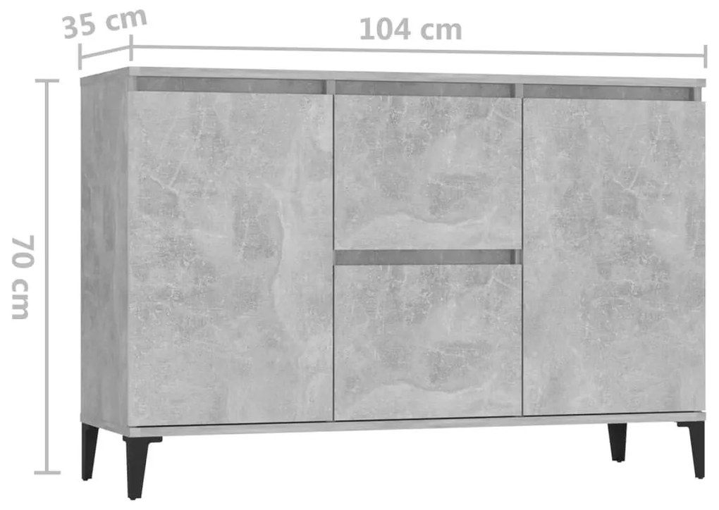 Μπουφές Γκρι Σκυροδέματος 104x35x70 εκ. από Επεξεργασμένο Ξύλο - Γκρι