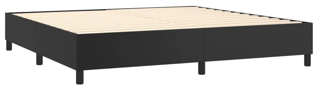 vidaXL Κρεβάτι Boxspring με Στρώμα & LED Μαύρο 200x200 εκ. Συνθ. Δέρμα