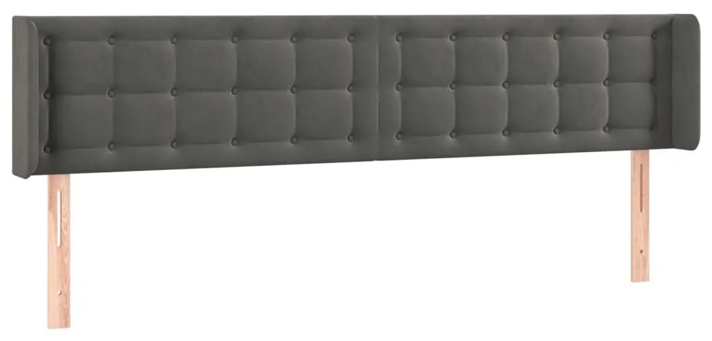 Κεφαλάρι με Πτερύγια Σκούρο Γκρι 163x16x78/88 εκ. Βελούδινο - Γκρι