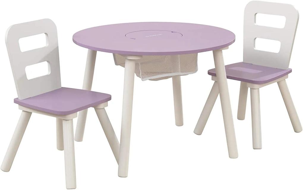 Τραπεζαρία KidKraft Round Table and 2 Chair Set-Λευκό / Ροζ