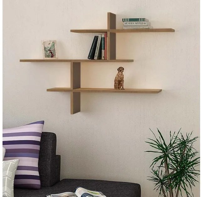 Ραφιέρα τοίχου Leo Megapap ανοιχτό καρυδί 123x22x80εκ. GP037-0025,5-GP037-0025,5-Καφέ GP037-0025,5