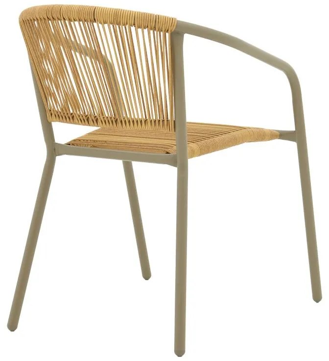Καρέκλα Lindaria στοιβαζόμενη αλουμινίου σε σαμπανιζέ και pe rattan Φυσικό 54x63x74 εκ. 54x63x74 εκ.