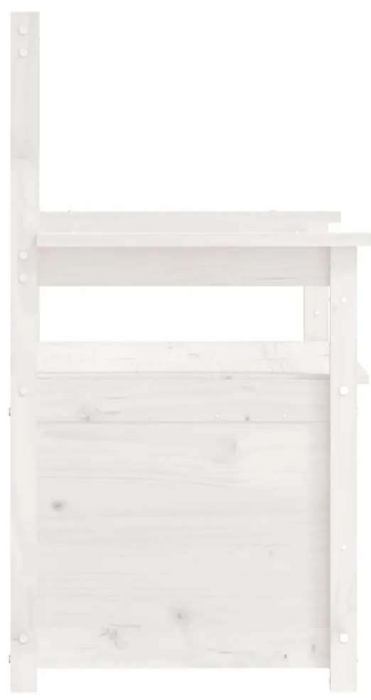 vidaXL Παγκάκι Λευκό 112,5x51,5x96,5 εκ. από Μασίφ Ξύλο Πεύκου