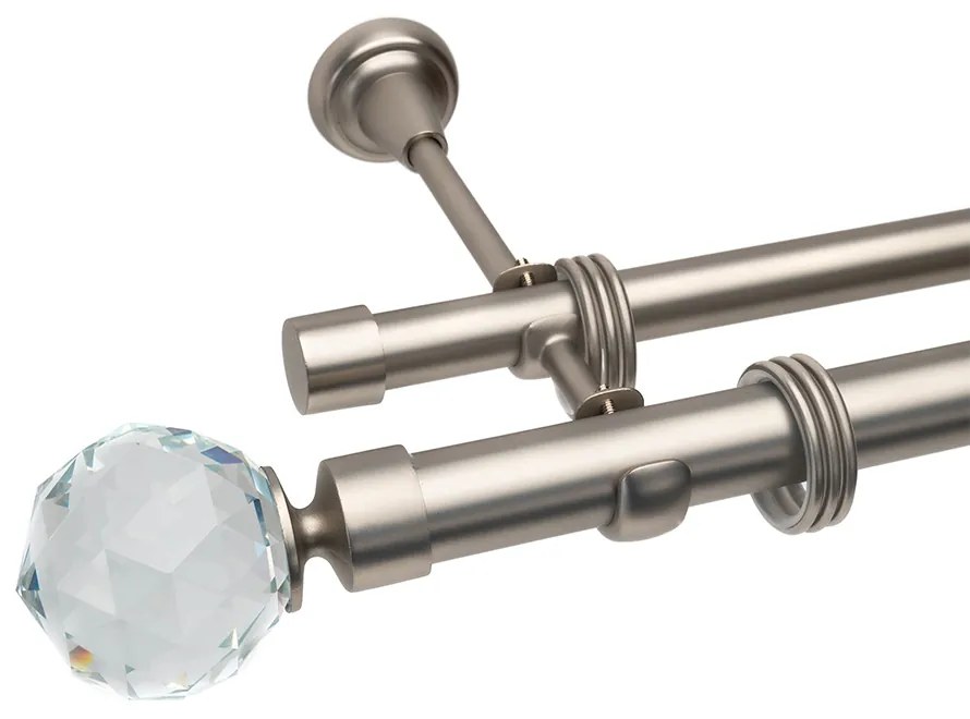 Κουρτινόβεργα διπλή απλή Cristal 25/19 – χρώμιο ματ - 400 cm