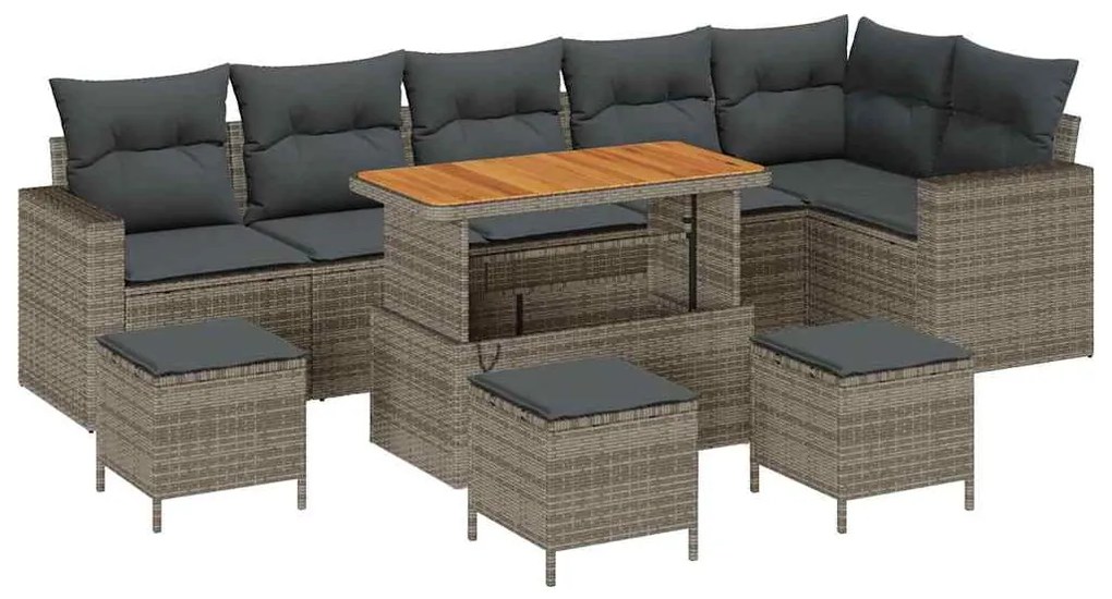 vidaXL Σετ Καναπέ Κήπου με μαξιλάρι 10 pcs Γκρι 110 x 55 x 71 εκ
