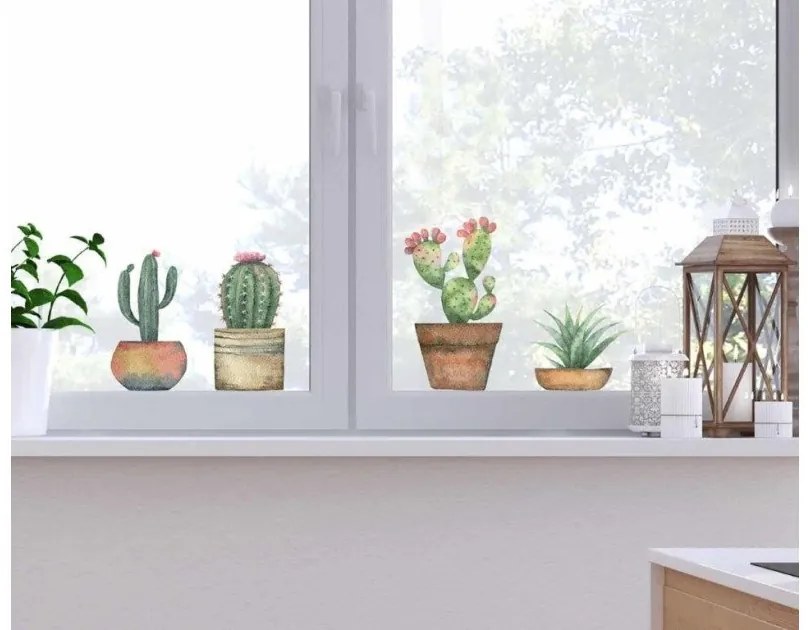 Αυτοκόλλητα για Τζάμι Κάκτοι Cactus S 69001 Ango Dalber-69001-Πράσινο 69001