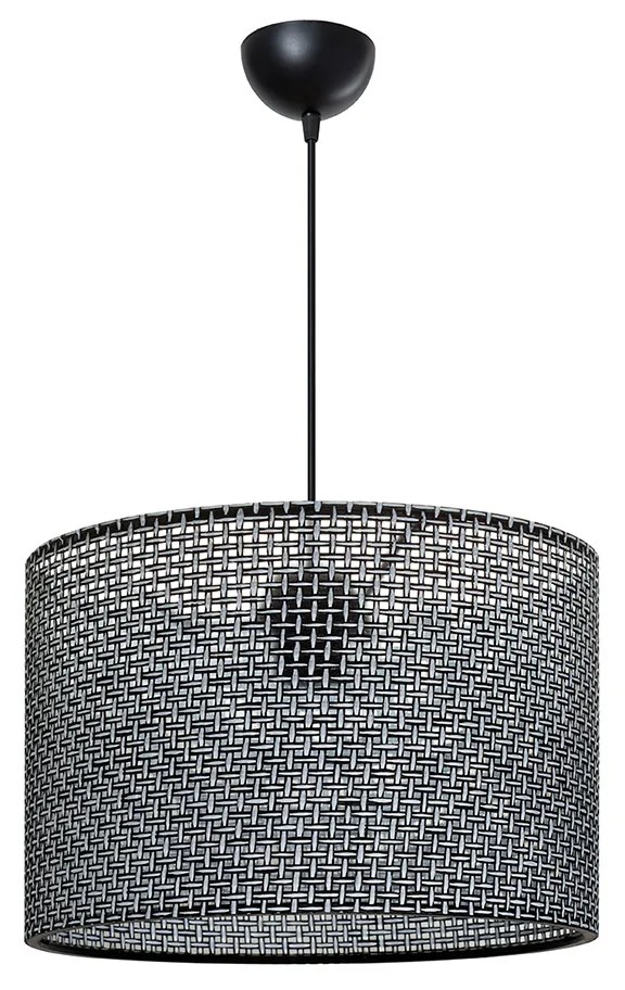 GloboStar® CLAIRIE 203-0136 Μοντέρνο Κρεμαστό Φωτιστικό Καπέλο Μονόφωτο 1 x E27 IP20 Μαύρο Ύφασμα - Μ30 x Π30 x Υ93cm