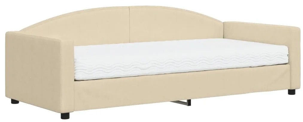 vidaXL Καναπές Κρεβάτι με Στρώμα Κρεμ 90 x 200 εκ. Υφασμάτινο