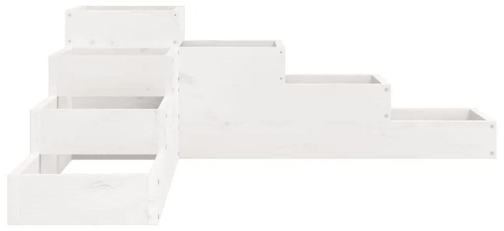 Ζαρντινιέρα 4 Επιπέδων Λευκή 106x104,5x36 εκ. Μασίφ Ξύλο Πεύκου - Λευκό