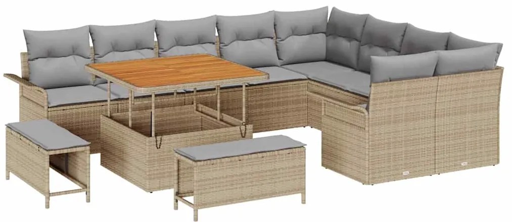 vidaXL Σετ Καναπέ Κήπου 12 pcs Μπεζ, Ανοιχτό Γκρι 100 x 100 x 71 cm