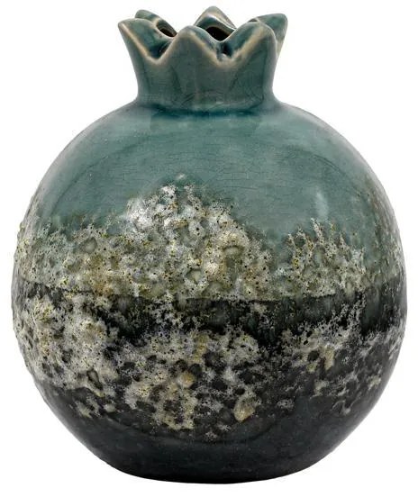 Κεραμικό Διακοσμητικό Ρόδι FL752 Fylliana Πράσινο-Γκρί χρώμα 13x15εκ