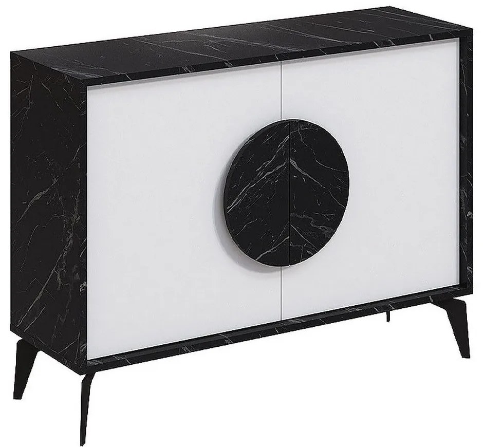 Μπουφές Gora 0214149 110x35,6x82cm Black Marble Effect - White