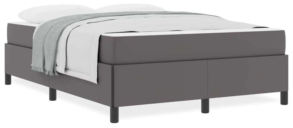 vidaXL Σκελετός κρεβατιού με στρώμα Γκρι 140 x 190 cm Τεχνητό δέρμα