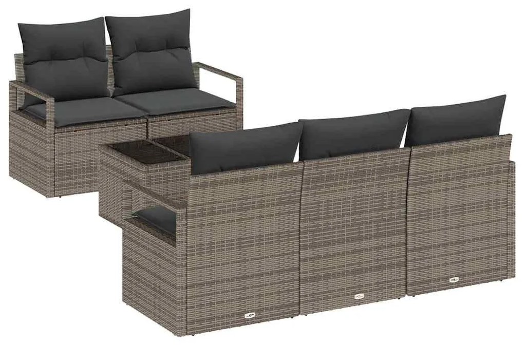 vidaXL Σετ Καναπέ Κήπου με μαξιλάρι 6 pcs Γκρι 55 x 55 x 37 εκ
